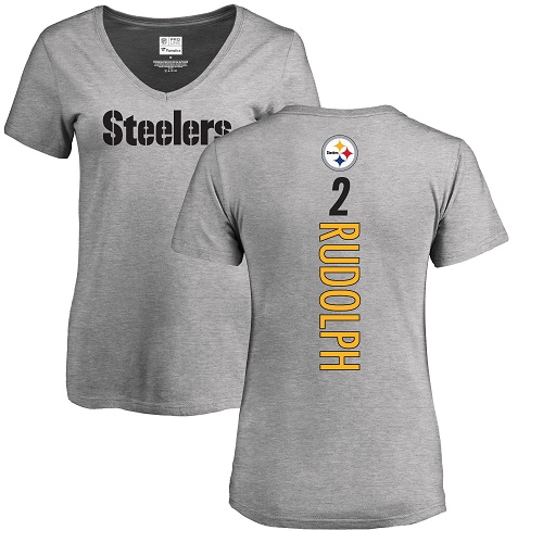 Women Pittsburgh Steelers Football #2 Ash Mason Rudolph Backer V Neck Nike NFL T Shirt->nfl t-shirts->Sports Accessory
